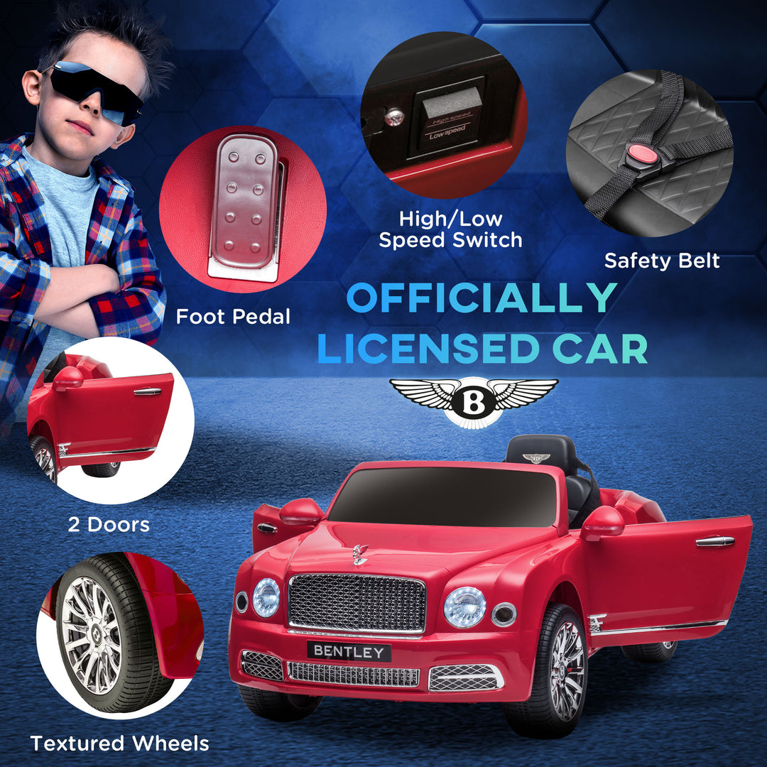 Kids Electric Ride On Car with Parent Remote, 12V Battery Powered Toy Car with Music Horn Lights MP3 Suspension Wheels for 37-72 Months, Red