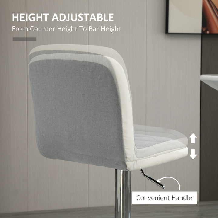 Bar stool Set of 2 Armless Adjustable Height Upholstered Bar Chair with Swivel Seat, Light Grey