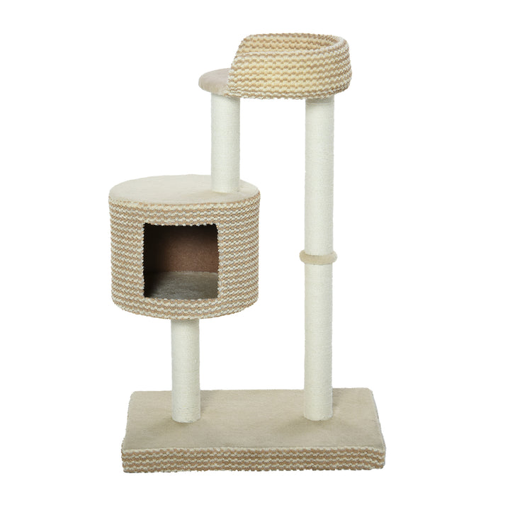 PawHut Multi-Level Cat Tree Tower Activity Center Climbing Frame Kitten House Furniture with Jute Scratching Posts Condo Perch Plush Fabric