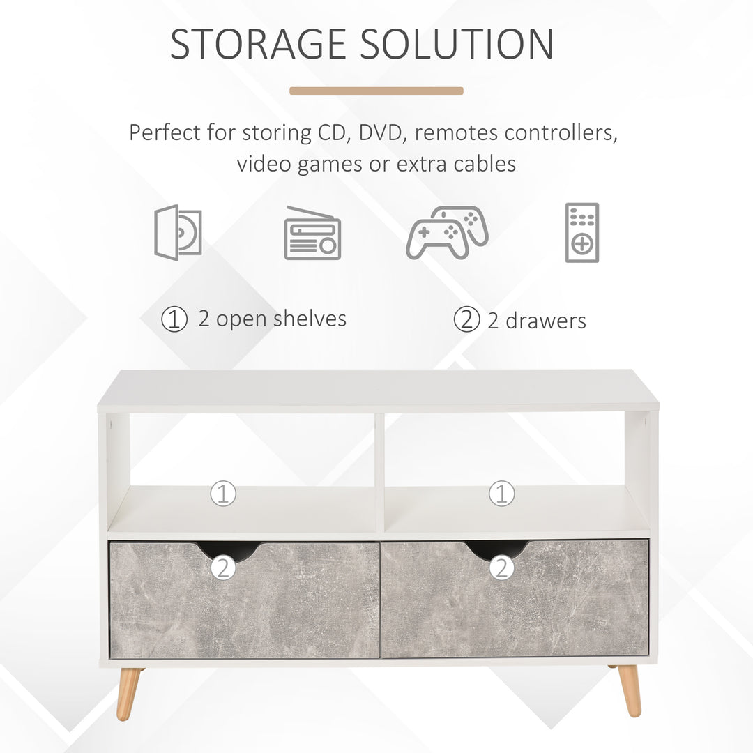 HOMCOM TV Stand with Shelf &amp; Drawers Storage Cabinet Media Entertainment Center Modern Grey