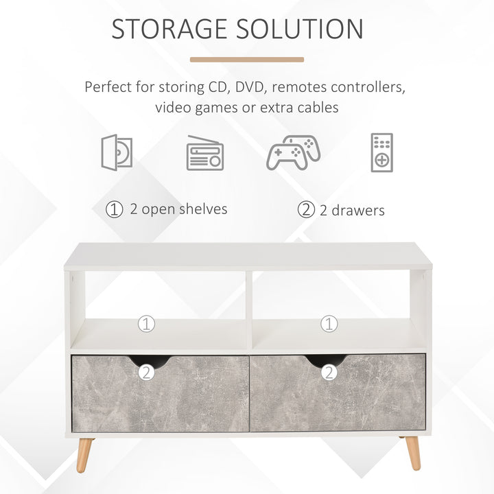 HOMCOM TV Stand with Shelf &amp; Drawers Storage Cabinet Media Entertainment Center Modern Grey