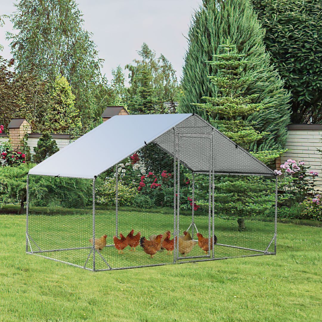 Large Chicken Run Coop with Waterproof and Sun-Protective Cover