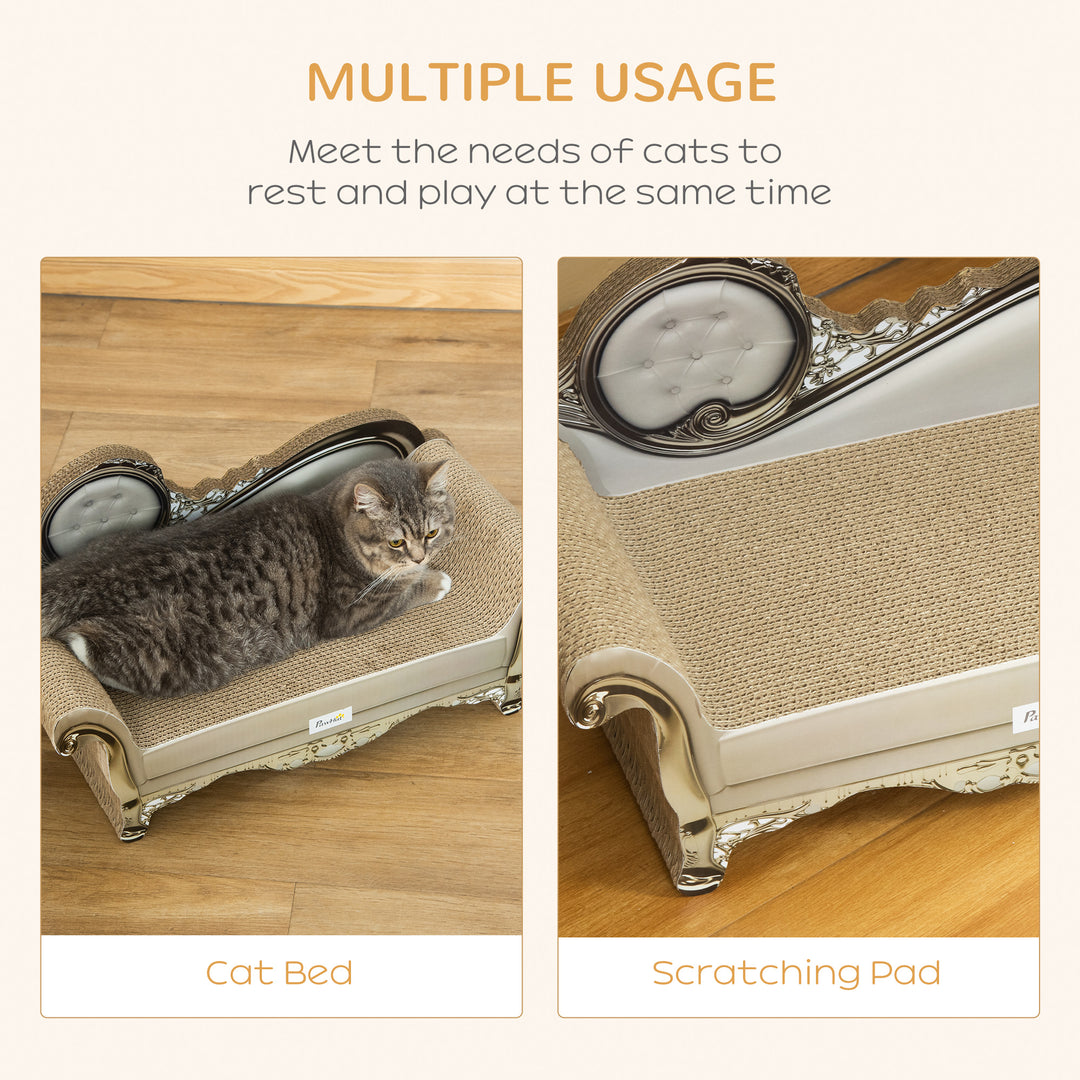 PawHut Cat Corrugated Paper Scratching Bed Pad Board Toy Pet Furniture with Catnip Brown