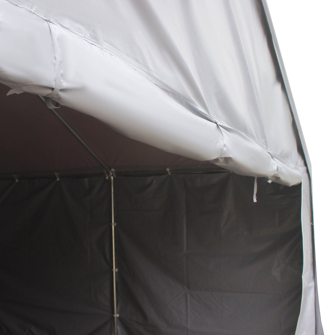 Outsunny 4 x 8 m Patio Garden Party Canopy, Outdoor BBQ, Wedding, Camping Gazebo Tent, Car Canopy Shelter w/ Side Panels &amp; Zipper Door, Dark Grey