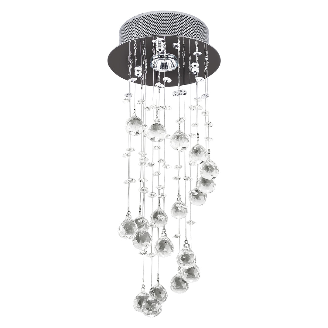 Metal Crystal Ceiling Light Chandelier Elegant Pendant Lamp Living Room Stairway Stairway Spiral Rain Drop Pendant Lamp Silver