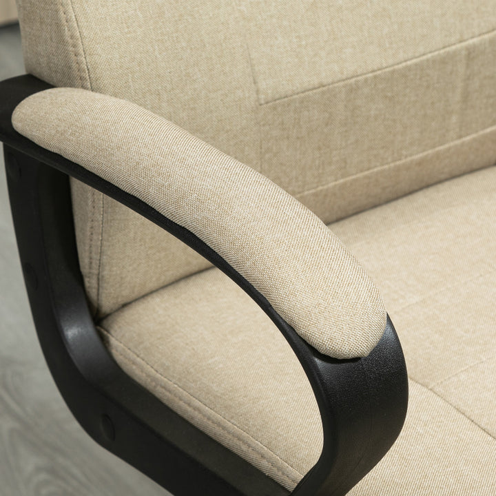 High Back Office Chair 360° Swivel Chair Adjustable Height Tilt Function Linen Khaki 62W x 62D x 110-119H cm