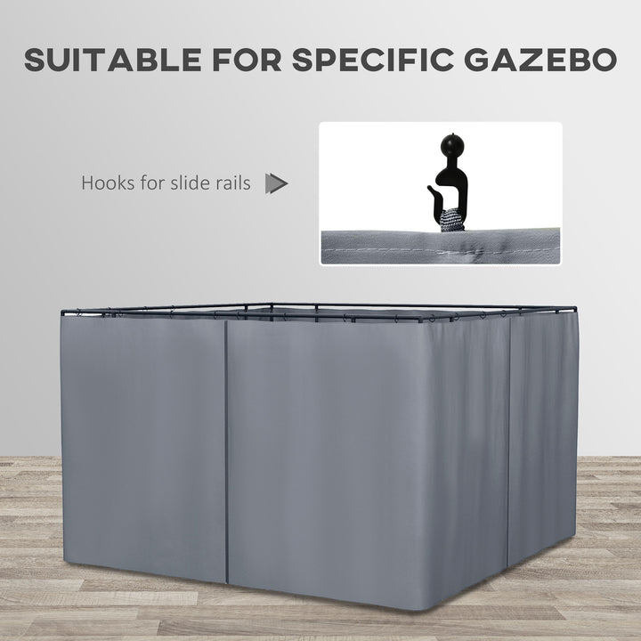 Outsunny Replacement Gazebo Curtain 4-Panel Sidewalls with Zipper for 3 x 3 (M) Yard Gazebos Canopy Tent Dark Grey