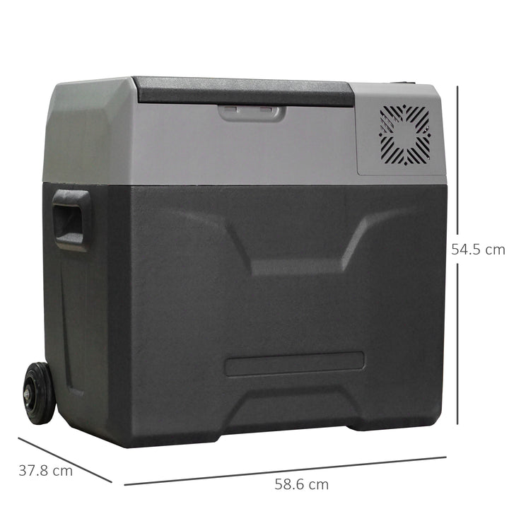 HOMCOM Car Refrigerator, Portable 12/24V 50 Litre Fridge Freezer, Electric Cooler Box for Camping, Travel, Picnic, Grey