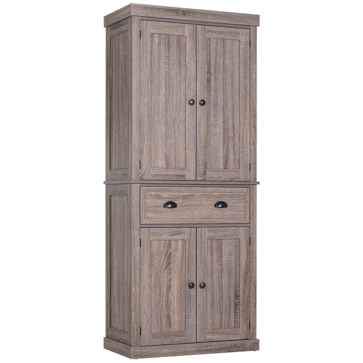 Traditional Colonial Freestanding Kitchen Cupboard Storage Cabinet - 76L x 40.5W x 184H (cm) Dark Wood Grain