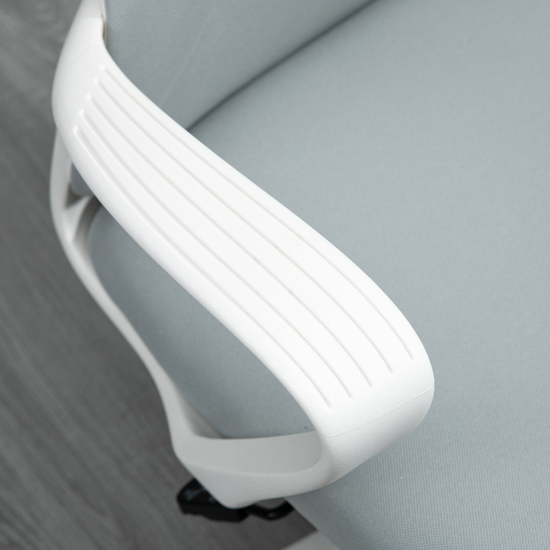 High-Back Office Chair, Elastic Desk Chair with Armrests, Tilt Function, Adjustable Seat Height, Light Grey