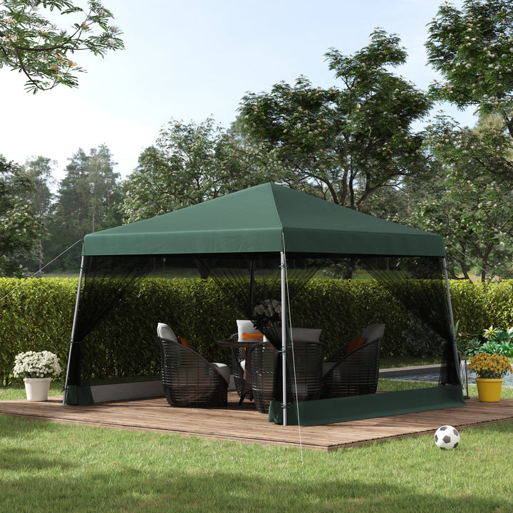 3.6m x 3.6m Pop Up Steel Frame Garden Gazebo Green