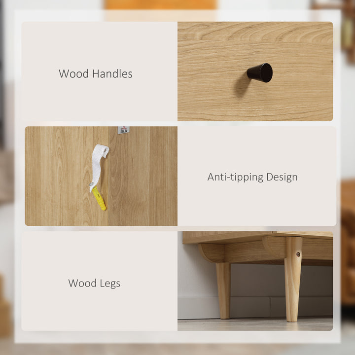 Drawer Chest, 3-Drawer Storage Cabinet Unit with Wood Legs for Bedroom, Living Room, Natural