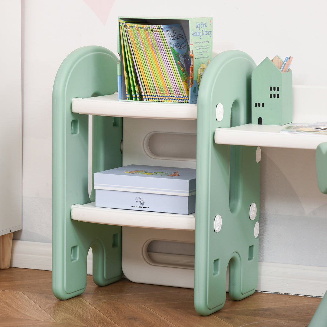 Kids Table and Chair Set Play Table with Storage Children Toddler Playroom Bedroom Furniture PE Green and White for 1-4 years