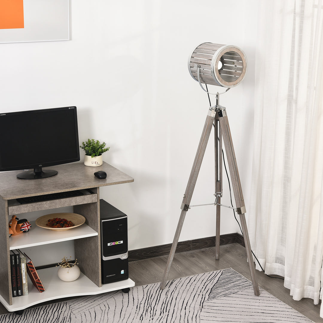 Floor Lamps for Living Room Unique Wood Frame Adjustable Shade Height Unique Vintage Spotlight Metal Home Office Furniture Lighting