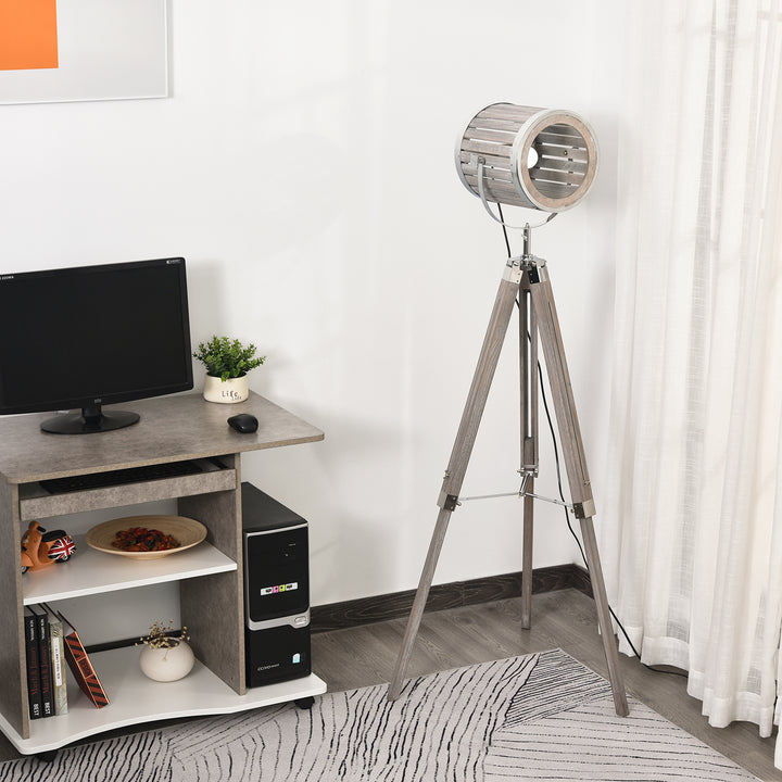 Floor Lamps for Living Room Unique Wood Frame Adjustable Shade Height Unique Vintage Spotlight Metal Home Office Furniture Lighting