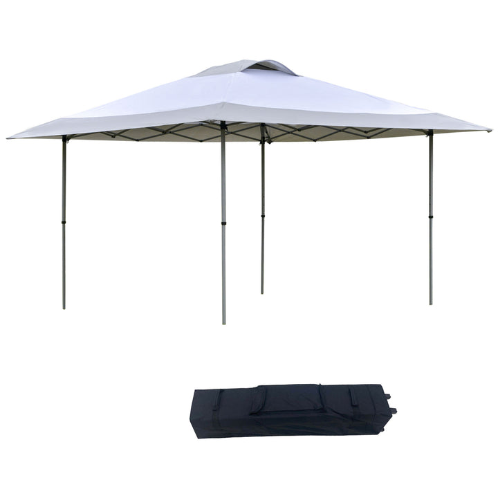 Outsunny 4 x 4m Pop-up Canopy Gazebo Tent with Roller Bag &amp; Adjustable Legs Outdoor Party, Steel Frame, White