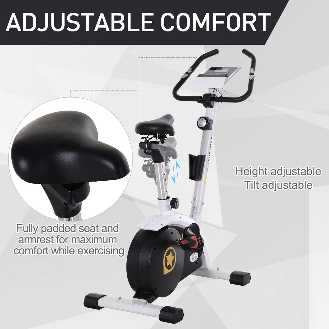 Exercise Bike Stationary Adjustable Height&amp;Magnetic Recumbent Cycling w/ LCD, Phone Holder