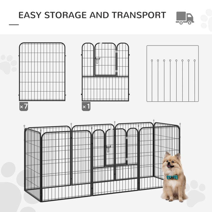 PawHut Heavy Duty 8 Panel Dog Pet Playpen for Puppy Rabbit Enclosure Foldable Indoor Outdoor 80 x 100 cm