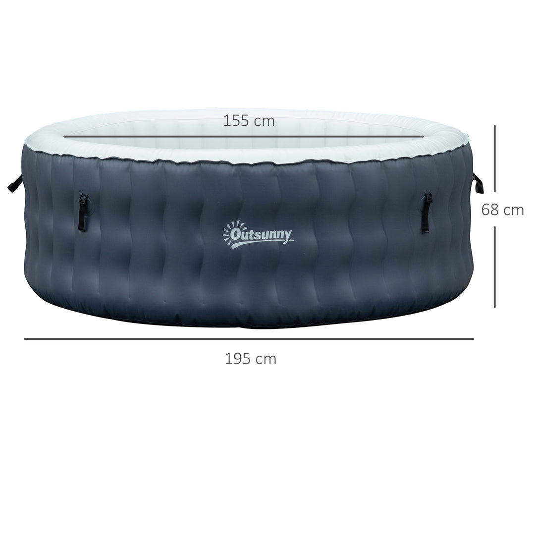 Outsunny Round Hot Tub Inflatable Spa Outdoor Bubble Spa Pool with Pump, Cover, Filter Cartridges, 4-6 Person, Dark Blue