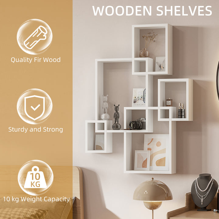 Floating Shelves, Wall Mounted Interlocking Display Wall Shelf White