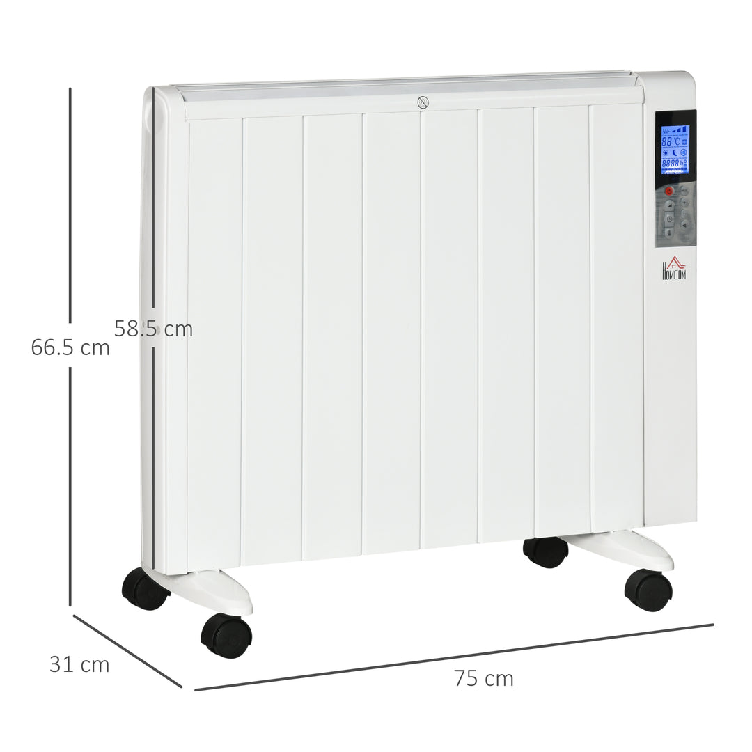 Convector Radiator Heater, Quiet Panel Heater, Freestanding or Wall-mounted Portable Electric Heater with Window Opening Detection White