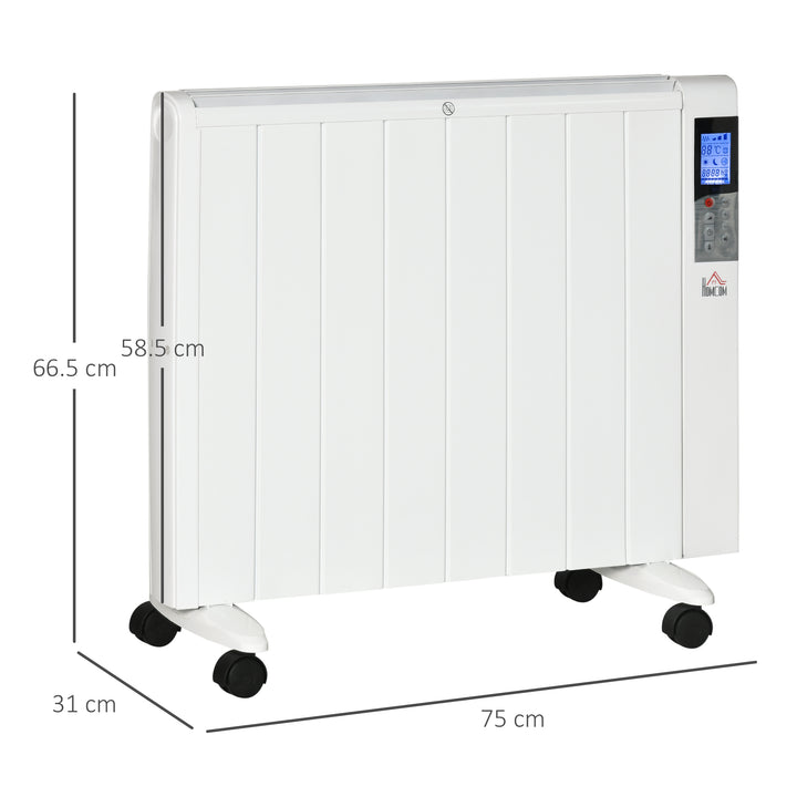 Convector Radiator Heater, Quiet Panel Heater, Freestanding or Wall-mounted Portable Electric Heater with Window Opening Detection White