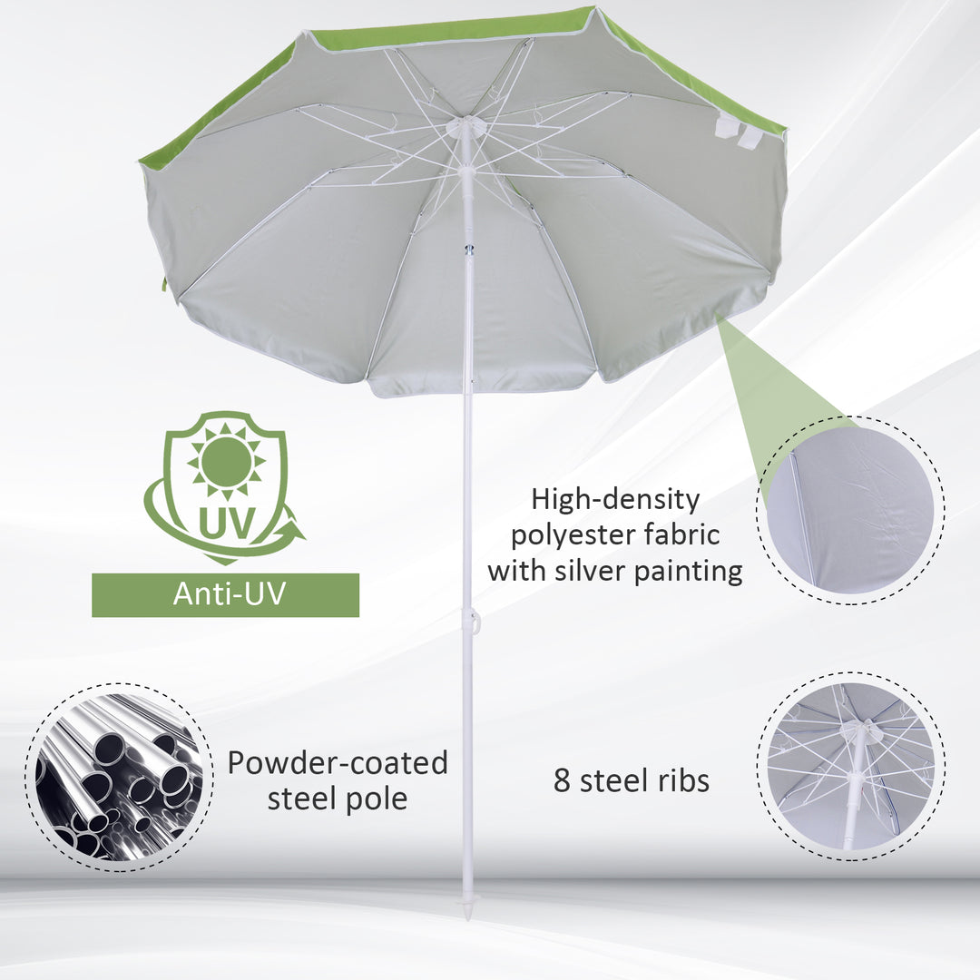 Tilted Steel Frame Beach Parasol- Green