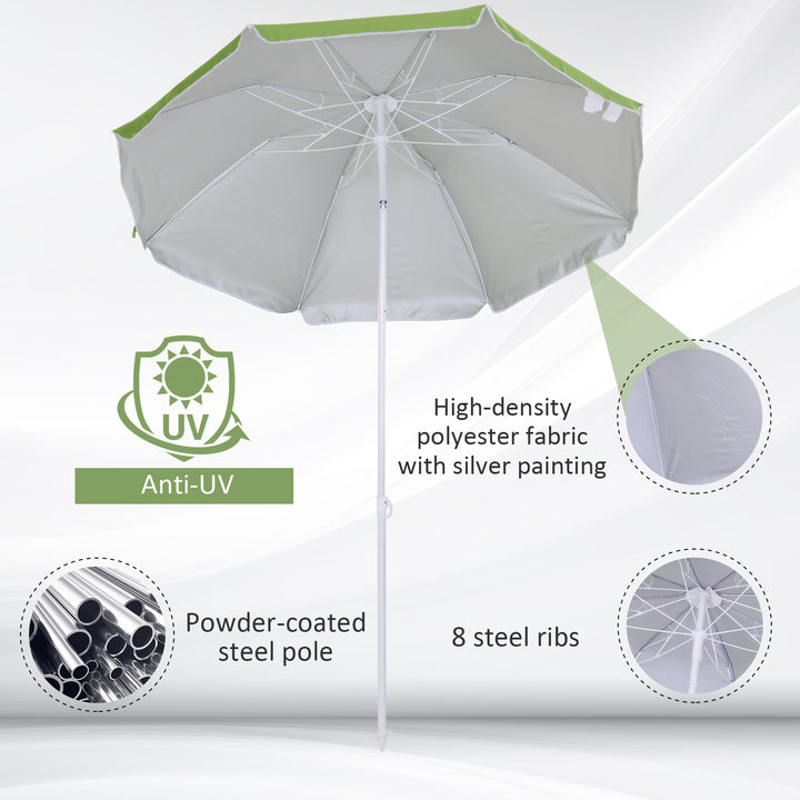 Tilted Steel Frame Beach Parasol- Green
