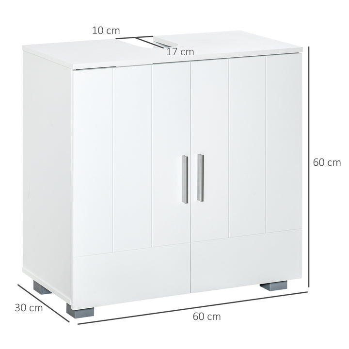 kleankin Pedestal Under Sink Cabinet, Modern Bathroom Vanity Unit, Storage Cupboard with Double Doors, Adjustable Shelf, White