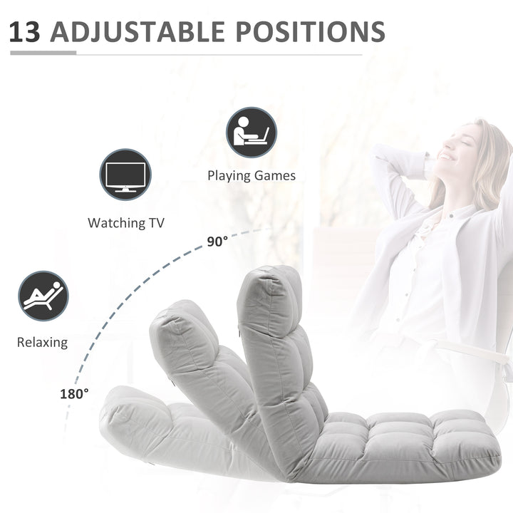 Folding Lazy Floor Sofa Chair Lounge Seat Gaming Couch Bed for Living Room, Home Office, Balcony, Grey