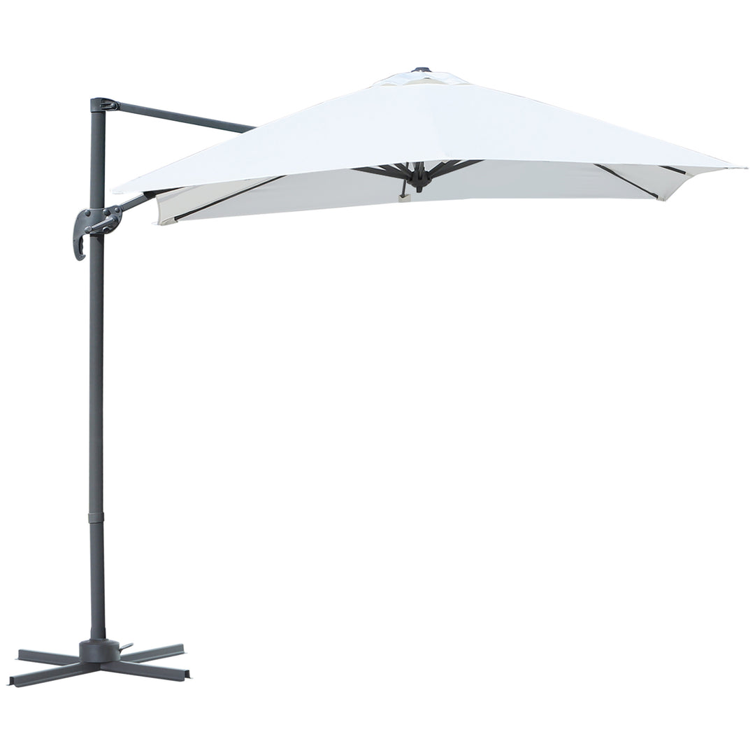 2.5 x 2.5m Patio Offset Parasol Umbrella Cantilever Hanging Aluminium Sun Shade Canopy Shelter 360¡ Rotation with Crank Handle and Cross Base