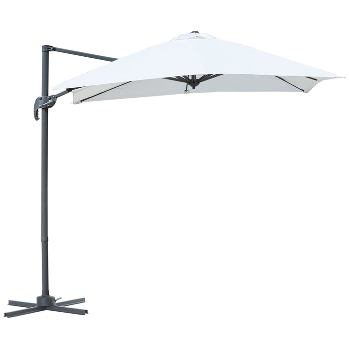 2.5 x 2.5m Patio Offset Parasol Umbrella Cantilever Hanging Aluminium Sun Shade Canopy Shelter 360¡ Rotation with Crank Handle and Cross Base