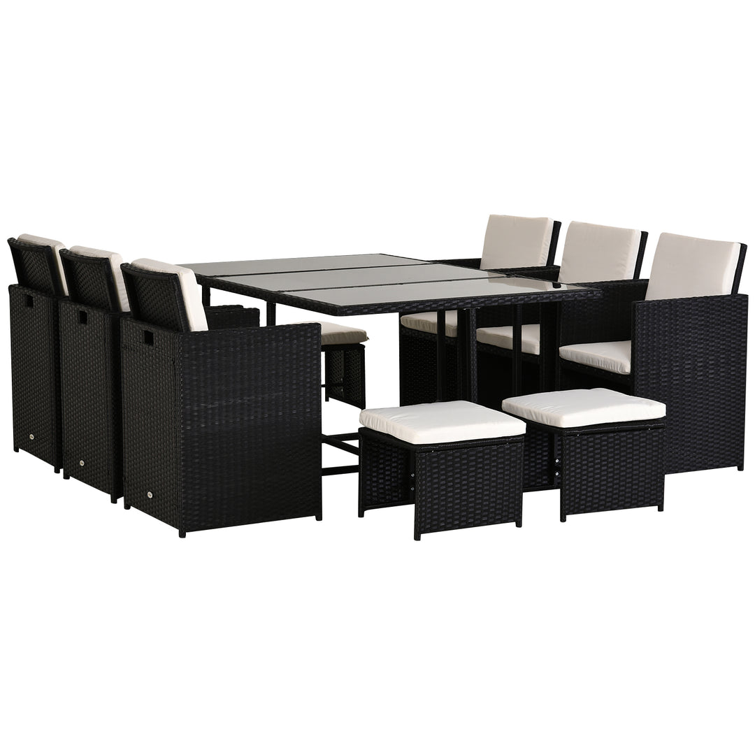 Rattan Garden Furniture Outdoor Patio Dining Table Set- Black