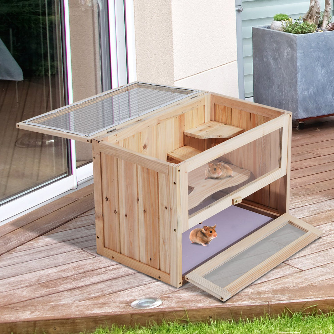 Wooden Hamster Cage Small Animal House Pets at Home, 60 x 35 x 42 cm