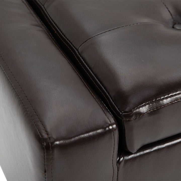HOMCOM PU Leather Upholstered Lift-Top Tufted Ottoman Brown