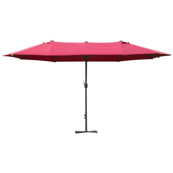 Outsunny 4.6m Garden Parasol Double-Sided Sun Umbrella Patio Market Shelter Canopy Shade Outdoor Wine Red