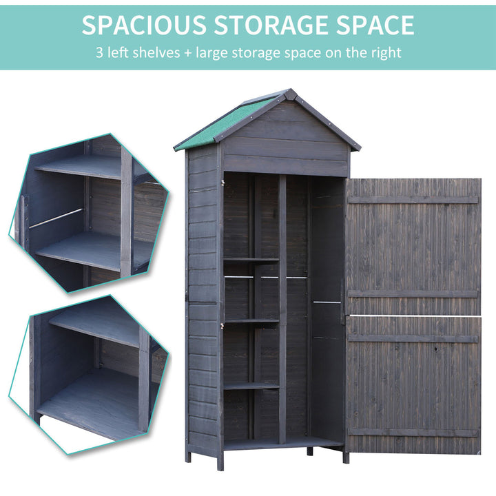 Fir Wood Outdoor Garden Utility Shed Grey