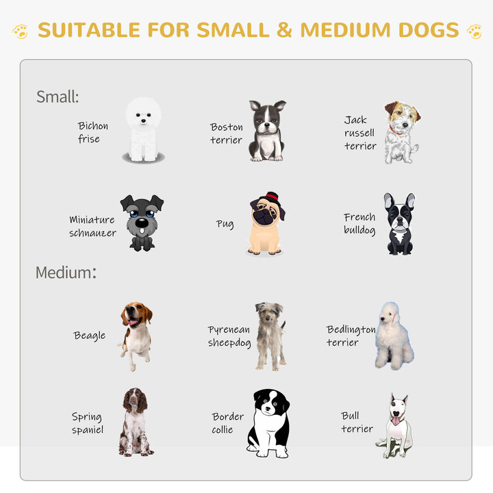 PawHut Furniture Style Wooden Dog Crate Kennel Top End Table Decorative Dog Cage Lattice Night Stand with Lockable Door, 60 x 91 x 74 cm, Grey