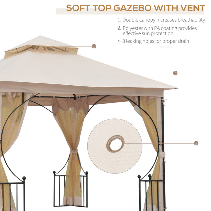 3 x 3 M Garden Gazebo Patio Party Tent Shelter Outdoor Canopy Double Tier Sun Shade Metal Frame Beige