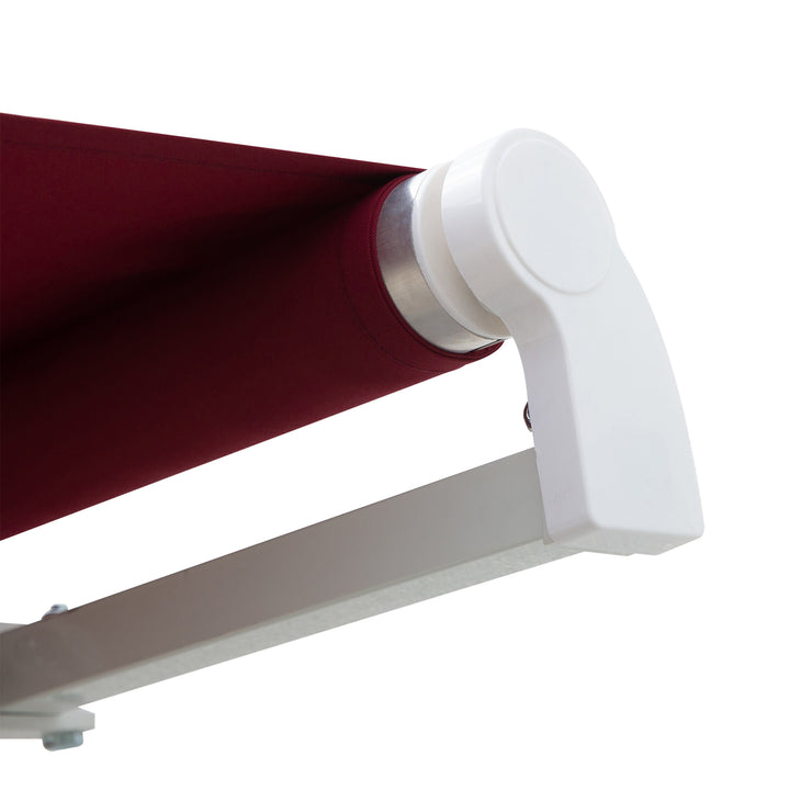 4x2.5m Garden Patio Retractable Manual Awning Window Door Sun Shade Canopy with Fittings and Crank Handle Wine Red