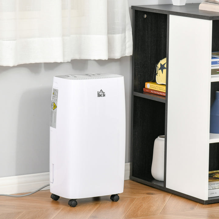 Portable Electric Dehumidifier with 24H Timer, 2 Speed Modes, White