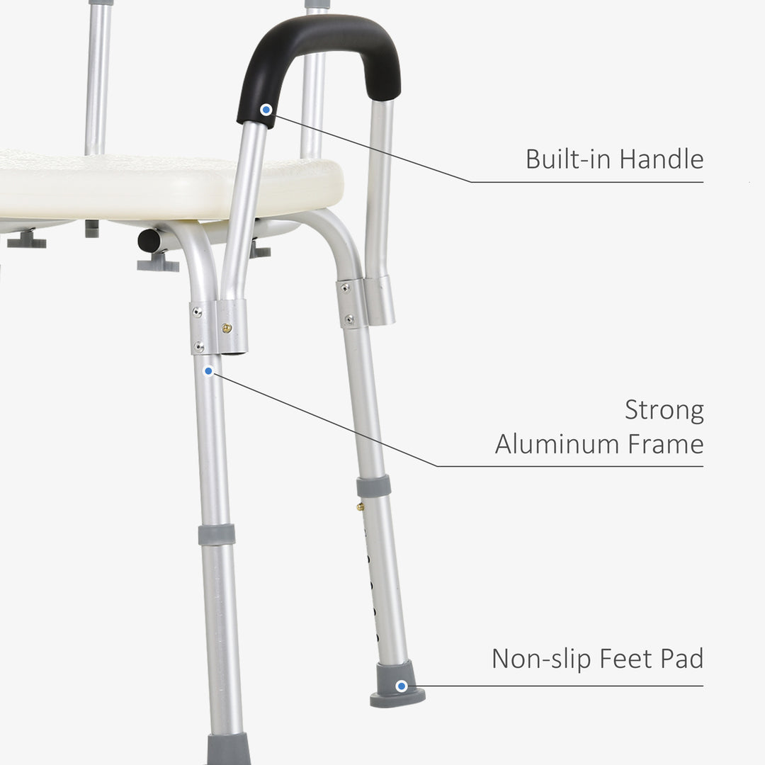 Adjustable Shower Bench with Back and Armrest