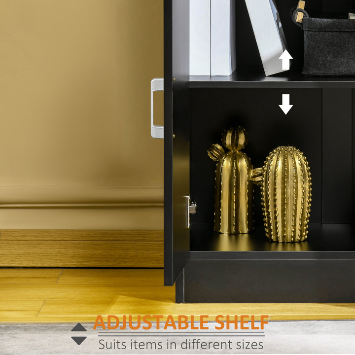 Modern Storage Cabinet, Small Floor Cupboard with Drawer and Adjustable Shelf for Kitchen, Living Room, Bedroom, Hallway, Black