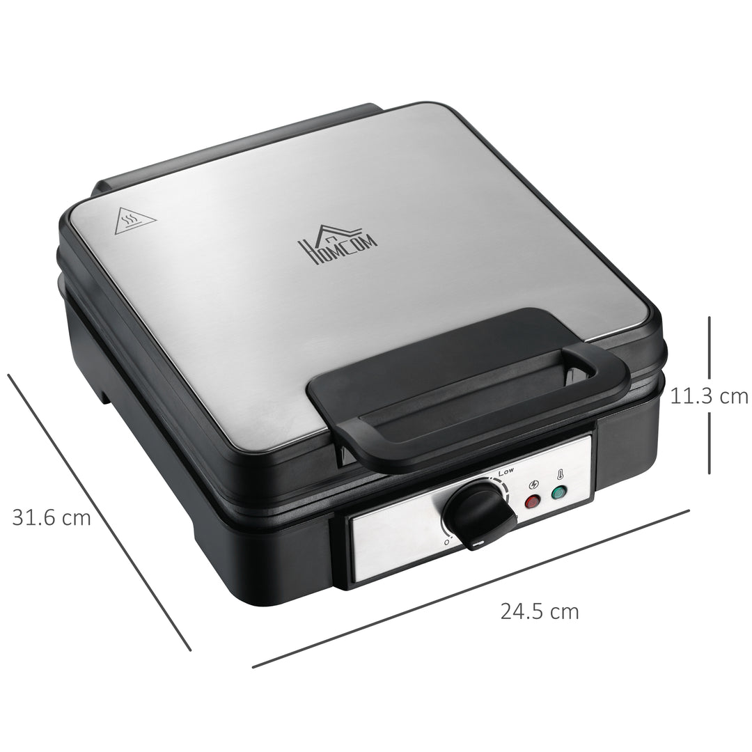 4 Slice Waffle Maker Iron Machine with Deep Cooking Plate, Adjustable Temperature, Non-stick Coating and Cool Touch Handle, 1200W