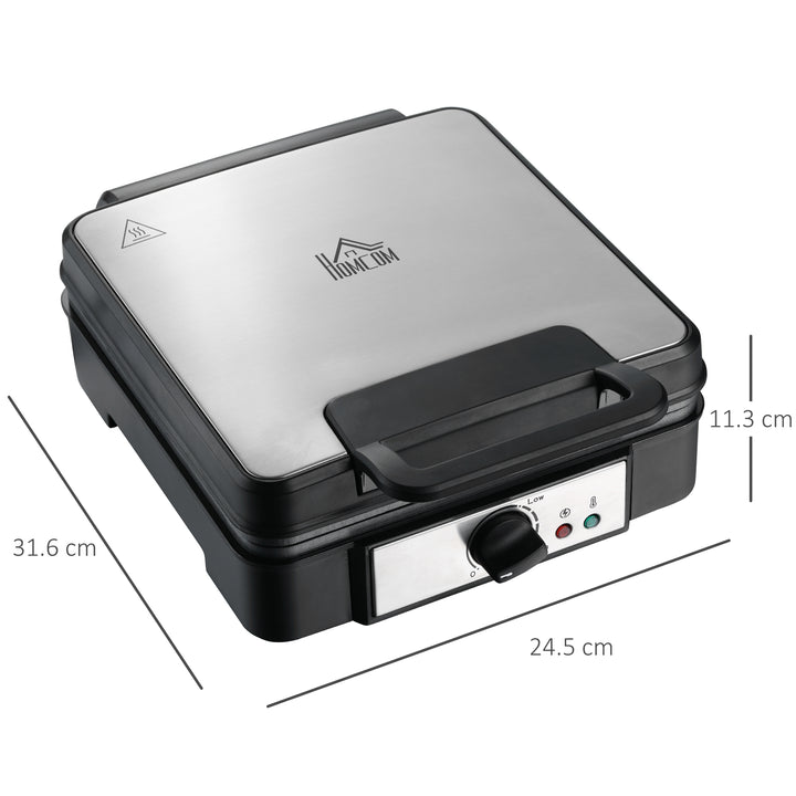 4 Slice Waffle Maker Iron Machine with Deep Cooking Plate, Adjustable Temperature, Non-stick Coating and Cool Touch Handle, 1200W