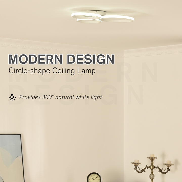 Modern Three Circle LED Ceiling Lamp Light with Metal Base for Bedroom, Hallway, Dining Room, Living Room