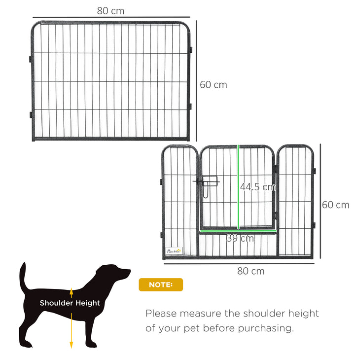 Heavy Duty Pet Playpen, 12 Panels Puppy Foldable Steel Dog Exercise Fence, with 2 Doors Locking Latch, 80 x 60 cm