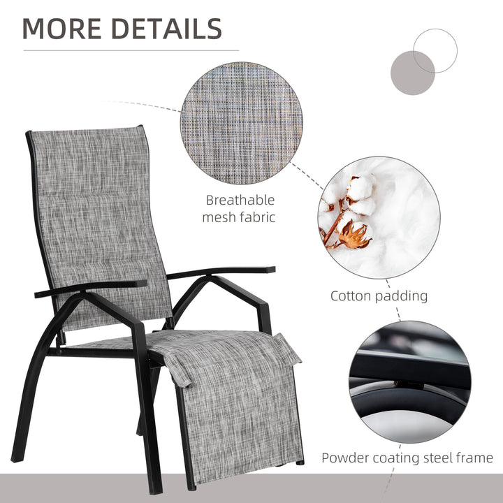 Lounger Chair Set of 3 with Adjustable Backrest and Footrest, Patio Chaise Lounge with Side Table, Grey