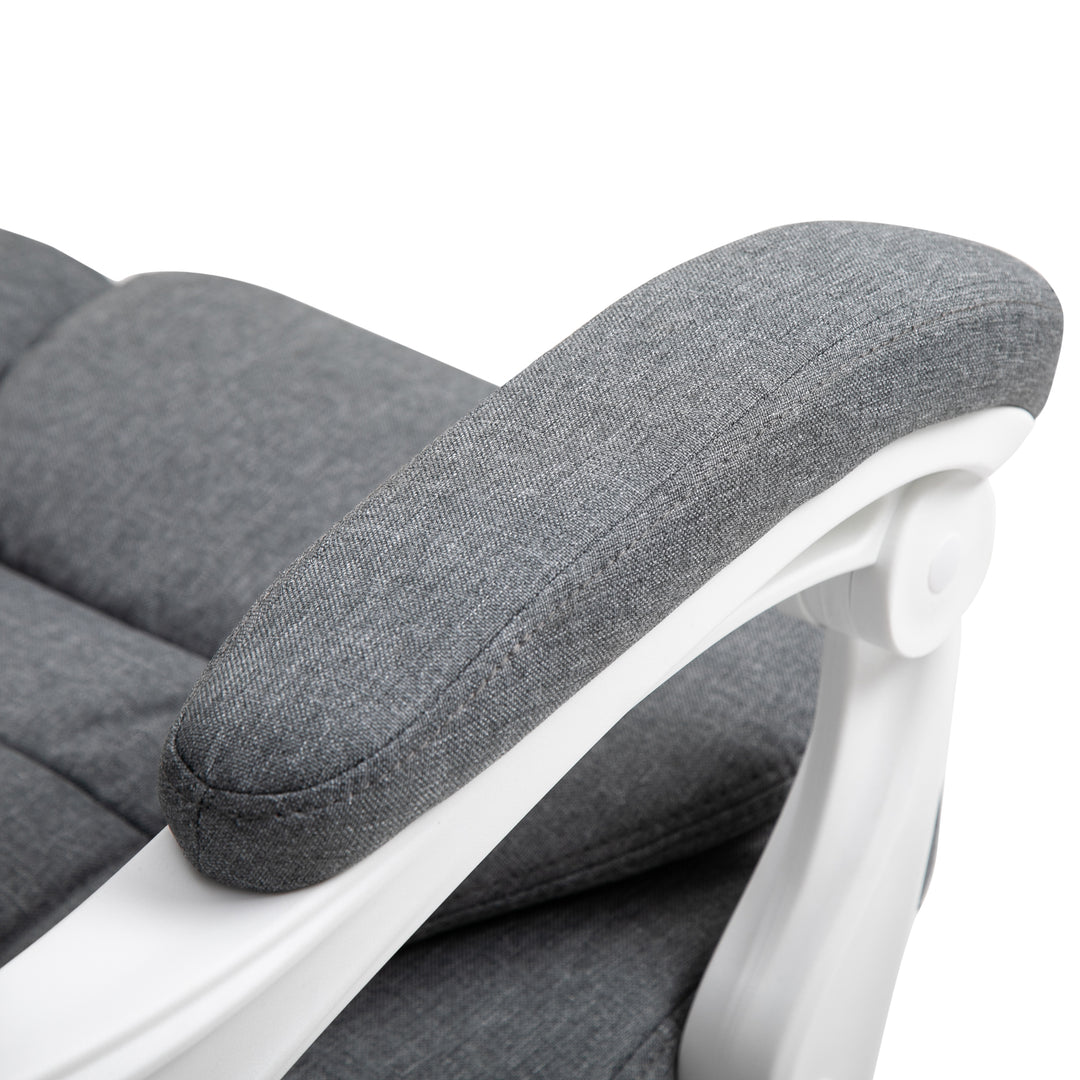 Office Chair Computer Swivel Rolling Task Recliner for Home with Retractable Footrest, Arm, Grey