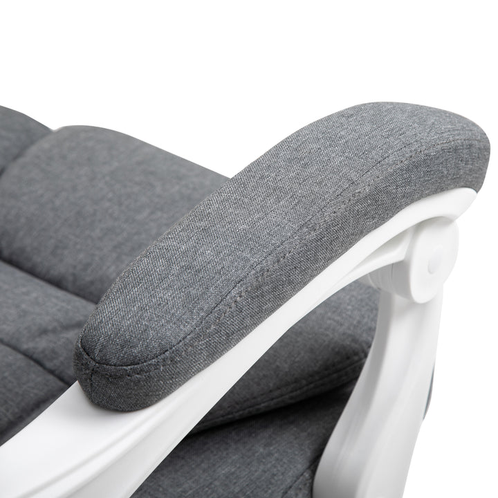 Office Chair Computer Swivel Rolling Task Recliner for Home with Retractable Footrest, Arm, Grey